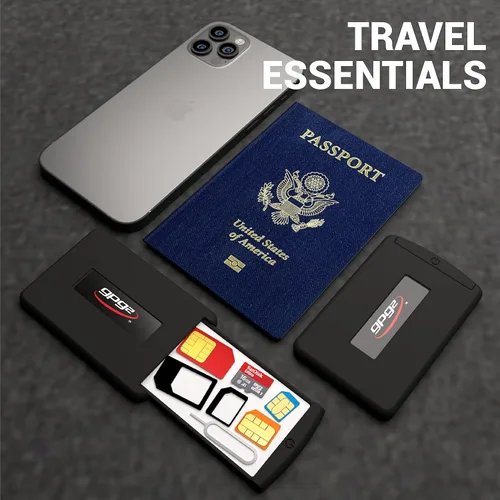 Vista 3 de Funda de seguridad móvil para viajes, estuche rígido y organizador compacto para todos los tipos de SIM, tarjetas Nano y Micro SD, kit