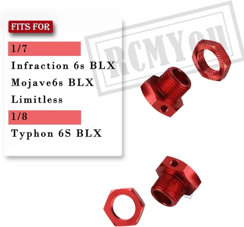 Vista 2 de Pieza de mejoras de llave hexagonal de rueda de 0.67 pulgadas, para infracción de 1/7, 6s BLX/Mojave 6s BLX/Limitless 1/8 Typhon 6S BLX, adaptadores