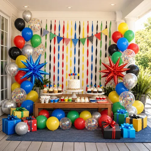 Vista 7 de Globos negros y rojos amarillos azules, globos de confeti de 12 pulgadas negros rojos amarillos azules verdes plateados metálicos con globo