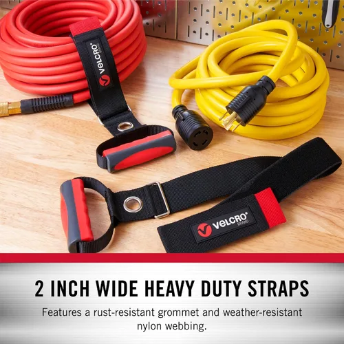 Vista 6 de Velcro Brand Correa de transporte resistente con asa Soporta 100 libras Almacenamiento de cable de extensión, fácil de transportar o colgar