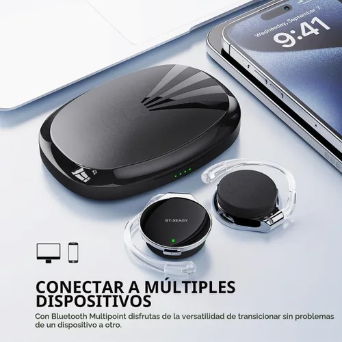 Vista 4 de Auriculares Bluetooth de oreja abierta con ganchos para colocar sobre la oreja, auriculares inalámbricos Bluetooth 5.4, tiempo de reproducción de 52