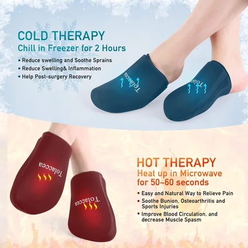 Vista 2 de Paquete de hielo de pies para dedos de los pies, paquete de hielo de gel reutilizable para terapias frías y calientes, paquete frío flexible