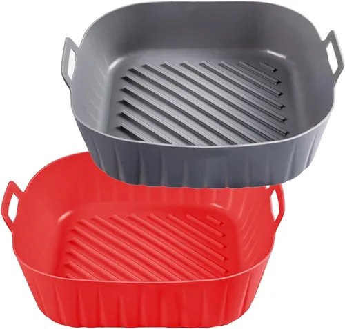 Vista 10 de Golden Associate Forros cuadrados de silicona para freidora de aire de 6.5 a 7.5 pulgadas, 2 piezas antiadherentes de grado alimenticio, canasta