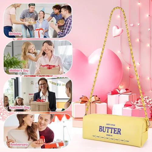 Vista 7 de Funny Butter Crossbody Bag, Small Purse with Chain Strap, PU Leather Shoulder Bag Gifts for Women Teen Girls