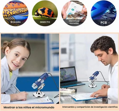 Vista 4 de Jiusion Microscopio digital USB 2K 2560x1440P para Android, Windows y Mac