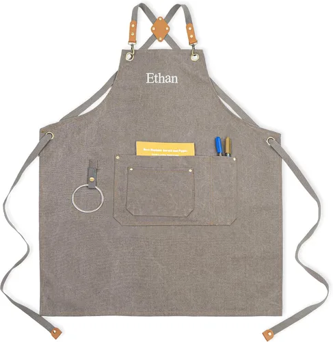 Vista 7 de Delantales de lona para mujeres y hombres, delantal de chef personalizado, para taller, cocina, carpintería, jardinería, camarero