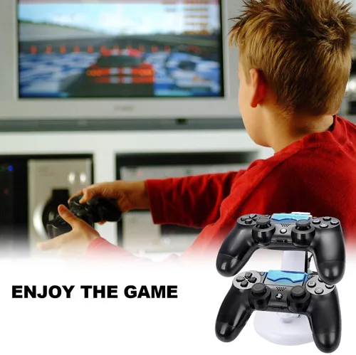 Vista 6 de 2 unidades de cargadores de control PS4 Playstation 4PS4 Pro PS4 Slim Controller Dock estaciones de carga con doble micro USB de carga rápida e