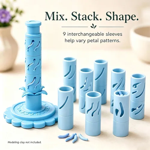 Vista 6 de Promted Flower Modular Clay Bloom Maker con 9 mangas moldeadoras Azul