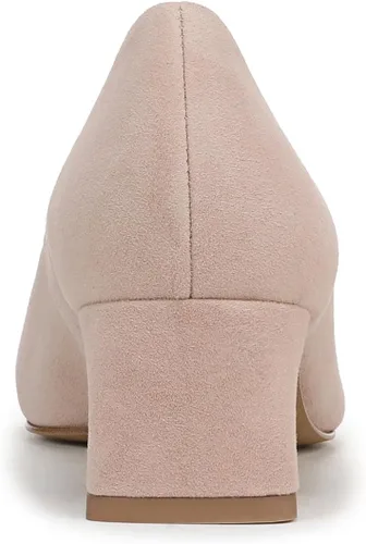 Vista 4 de Franco Sarto Women's Racer Pointed Toe Block Heel Pumps Zapatilla Ballet Rosa Claro Gamuza