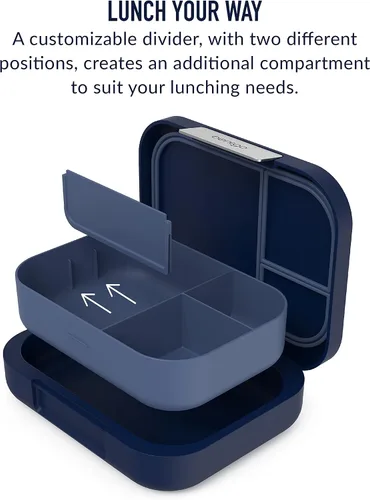 Vista 5 de Bentgo Juego de fiambreras modernas estilo Bento, con taza reutilizable para aperitivos (azul marino)