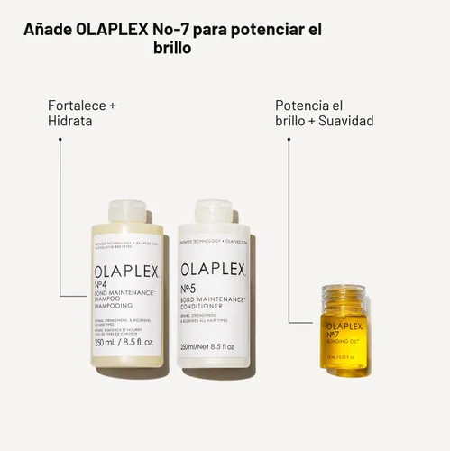 Vista 2 de Olaplex Kit de lavado y brillo para el cabello: No. 4, 5, 7, set de champú y acondicionador Limpia, hidrata y controla el encrespamiento hasta 72