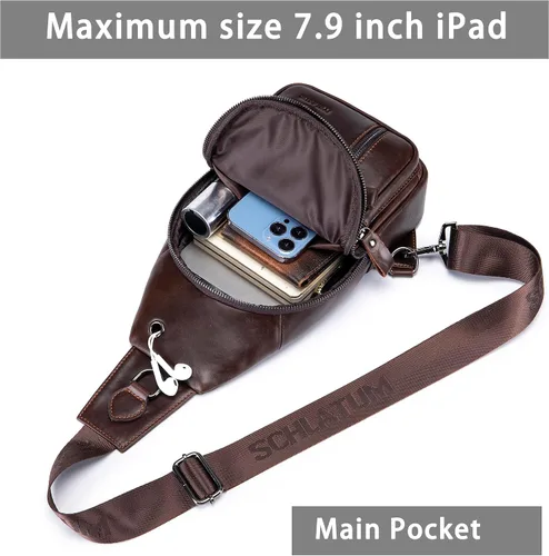Vista 205 de LUKZIJAES Bolso bandolera de cuero genuino para hombre