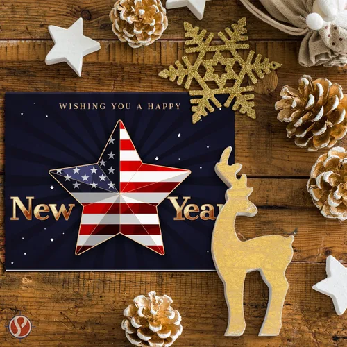 Vista 3 de 2026 Wishing You A Happy New Year - Tarjetas de felicitación y sobres plegables de Navidad americana, tarjetas navideñas patrióticas de Estados