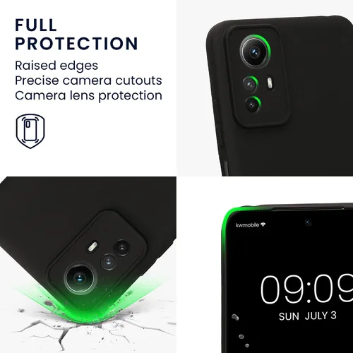 Vista 3 de kwmobile Funda compatible con Xiaomi Redmi Note 12S - Funda protectora delgada de TPU para teléfono - Acabado mate suave - Negro mate