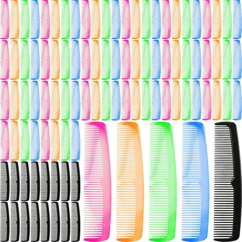Vista 8 de Nuogo 100 peines coloridos para el cabello a granel para personas sin hogar, desechables, envueltos individualmente, suministros para cuidado