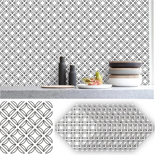 Vista 16 de Alwayspon 12 calcomanías mate para azulejos de pared, despegar y pegar, calcomanías de vinilo autoadhesivas para azulejos de cocina y baño, 6 x 6