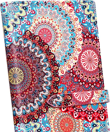 Vista 5 de KUKOO Billetera para mujer ultra delgada RFID para tarjetas de crédito con bolsillo con cremallera, Mandala B, Moderno