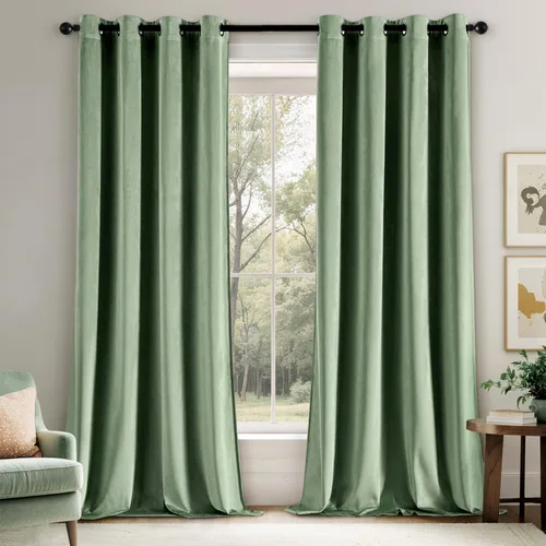 Vista 51 de EMEMA Cortinas de terciopelo negro, 2 paneles de 40 x 63 pulgadas de largo, bolsillo trasero para barra