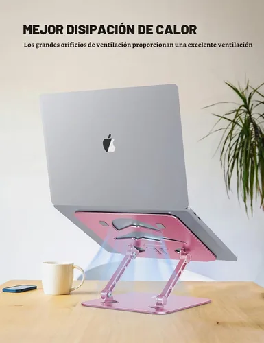 Vista 5 de Soporte para computadora portátil en forma de Z para escritorio Rosa Puce.