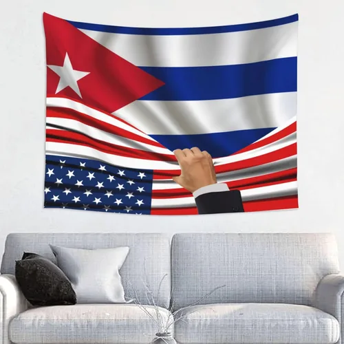 Vista 13 de Tapiz decorativo para pared, diseño de bandera estadounidense y bandera de Belice, manteles de arte hippie de 29 x 37 pulgadas para dormitorio, sala