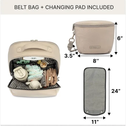 Vista 5 de Parker Baby Drift - Mochila de neopreno y bolsa para cinturón Esencial de viaje sin volumen con cambiador de pañales y correas para cochecito