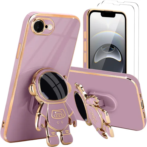 Vista 87 de Pepmune - Funda para iPhone 15 con soporte de astronauta 3D, color negro [2 Screen Protector], Luxury Electroplated Soft TPU Cover with Kickstand