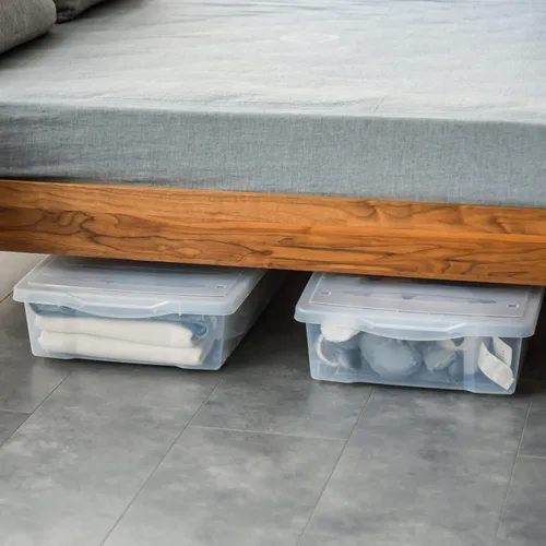 Vista 4 de Citylife 57 QT Cajas de Almacenamiento de Plástico Debajo de la Cama con Tapas de Doble Apertura Transparentes Contenedores de Almacenamiento Debajo