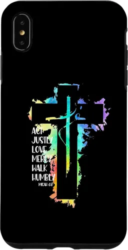 Vista 7 de Funda para iPhone 15 Tie Dye Cross Micah 6:8 Act Justly Bible Scripture Easter Case