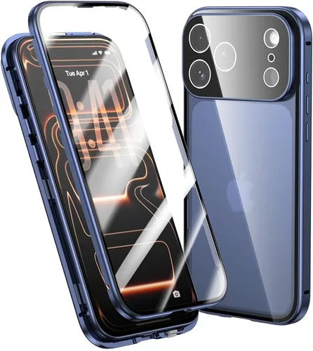 Vista 36 de Funda Henghui magnética con cierre compatible con iPhone 11, de vidrio, con protector de lente de cámara y protector de pantalla, cierre de Azul
