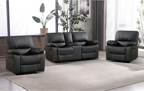 Vista 21 de EBELLO Silla reclinable manual de piel sintética, con respaldo cómodo y respaldo reclinable, muebles de primera calidad para sala de estar, muebles