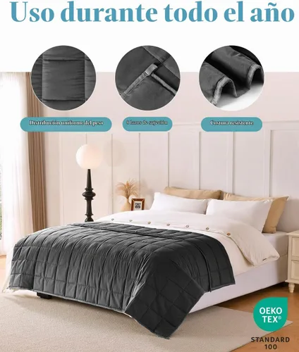 Vista 5 de Topblan Manta con peso refrescante para adultos, 12 libras, 48 x 72 Negro
