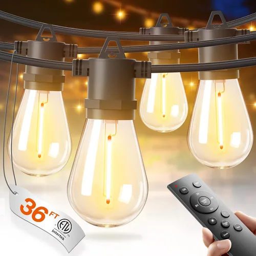 Vista 9 de addlon - Serie de luces LED para exteriores de 7.6 m con focos Edison irrompibles, cadena resistente a la intemperie y de grado comercial, luces