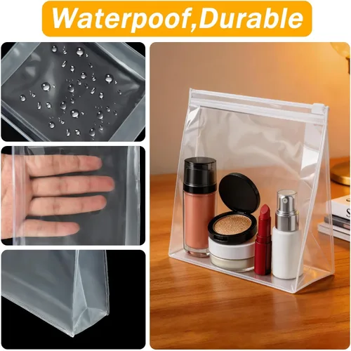 Vista 5 de Arroyner Mini bolsa de maquillaje transparente, 15 piezas, pequeñas bolsas de cosméticos de plástico transparente con cremallera, bolsa