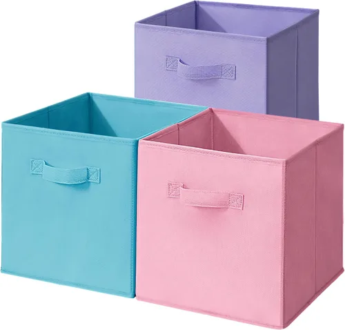 Vista 17 de Contenedores de almacenamiento de 11 x 11 pulgadas, caja de almacenamiento plegable de tela, organizador de armario plegable para ropa, mantas