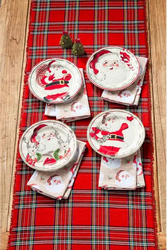 Vista 3 de Plato de Ensalada de Navidad de Papá Noel de Mud Pie, Bastón de Caramelo, 20.3 cm de diámetro