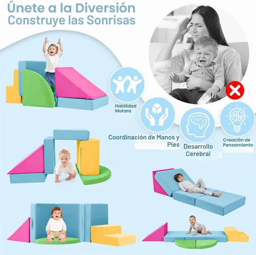 Vista 3 de 5 piezas de bloques de espuma para escalar para niños pequeños de 1 a 3 años, bloques de escalada para bebés seguros para interiores, juguetes