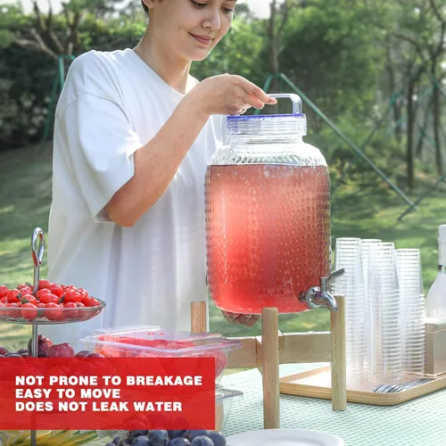 Vista 5 de EGGKITPO Dispensadores de bebidas de 1.5 galones con grifo y elegante soporte para fiestas, dispensador de limonada de policarbonato con soporte
