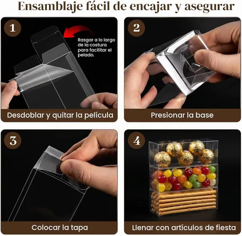 Vista 6 de VGOODALL 26 cajas transparentes de macarrón, cajas de regalo de plástico