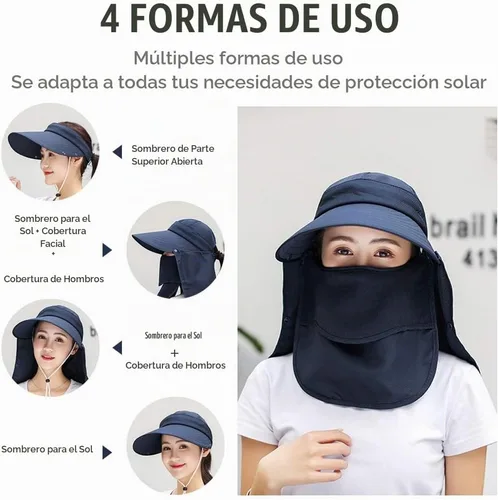 Vista 3 de Sombrero de ala ancha – Multifuncional UPF 50 protección cubo pesca sombrero sombrero gorra Aguamarina