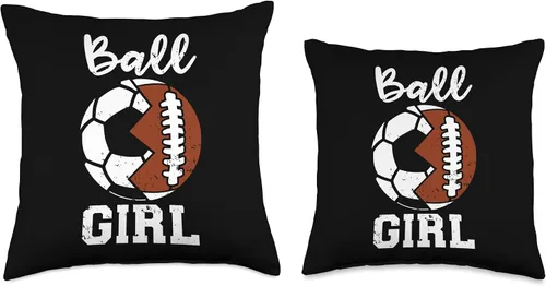 Vista 3 de Ball Girl Funny Soccer Football Girl Throw Pillow