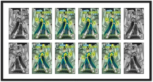 Vista 57 de Marco de cómic blanco mate para cómics publicado entre 1938 y 1955 (marco de madera maciza de cómic de la edad dorada) hecho para mostrar 4 cómics
