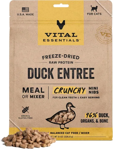 Vista 18 de Vital Essentials Alimento liofilizado para gatos, carne cruda y pollo crujientes Mini nibs Comida completa o cobertura 96% carne de res, pollo