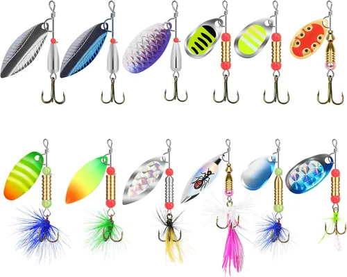 Vista 19 de TRUSCEND Vibespinner Easy Catch Fishing Lures with BKK Hooks, Dual-Blade Spinner Baits with Double Water Disturbance and Reflective for More Bites