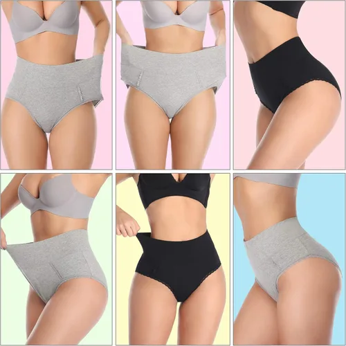Vista 2 de MISSWHO Ropa interior de algodón de cintura alta para mujer, suave, transpirable, cobertura completa, elásticos, paquete de 5