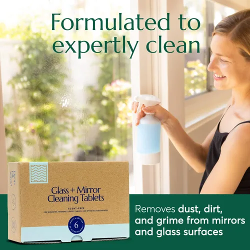 Vista 3 de CLEANOMIC Paquete de tabletas de limpieza de vidrio y espejo y lata para tabletas
