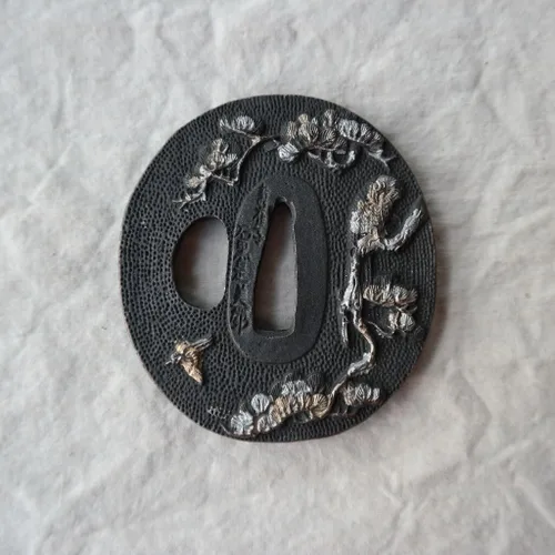 Vista 7 de Japanese Katana Sword Guard (Tsuba) - Hand-Forged Alloy Samurai Tsuba 3.2", Authentic Iaido Accessory for Sword Collection, Durable Fitting
