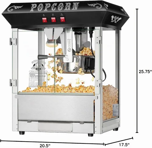 Vista 10 de Máquina de palomitas de maíz, encimera, vintage negro.