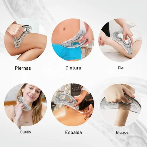 Vista 5 de Gran herramienta de masaje Gua Sha, masajeador de drenaje linfático, cuerpo Negro