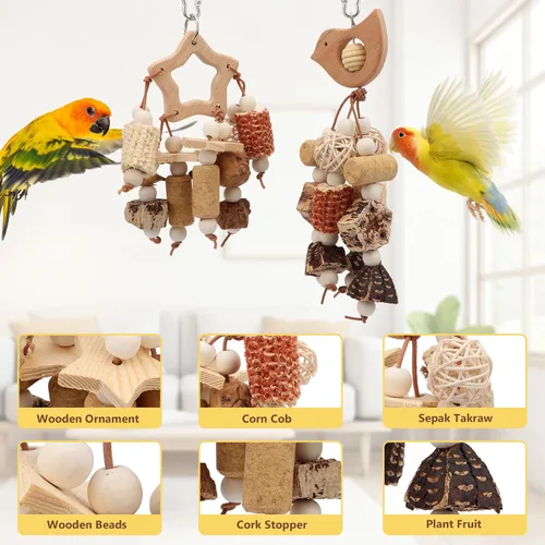 Vista 3 de Litewoo 2PCS Natural Bird Forrajeando Loro Trituración Masticar Juguetes