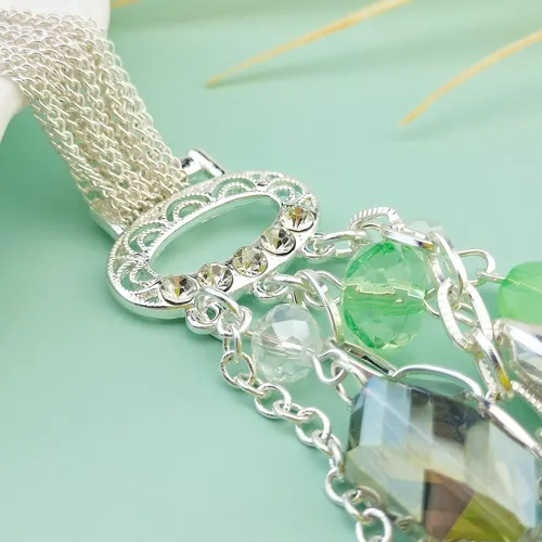 Vista 5 de Bocar Collar de cadena multicapa para mujer con esmalte de color de cristal